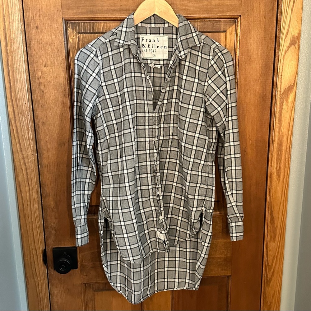 Frank & Eileen Womens Small Plaid Hi-Lo Grayson Button Down‎ Italian Flannel Top